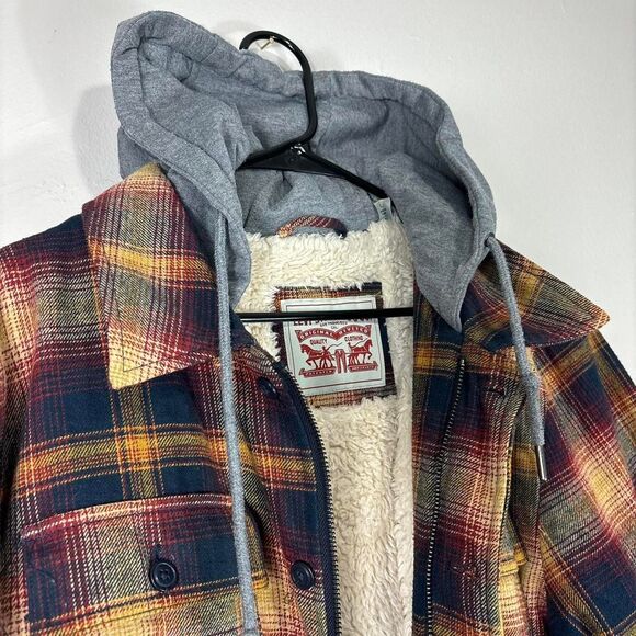 Levi’s Plaid Sherpa Lined Fleece Hoodie Jacket - Picture 2 of 7